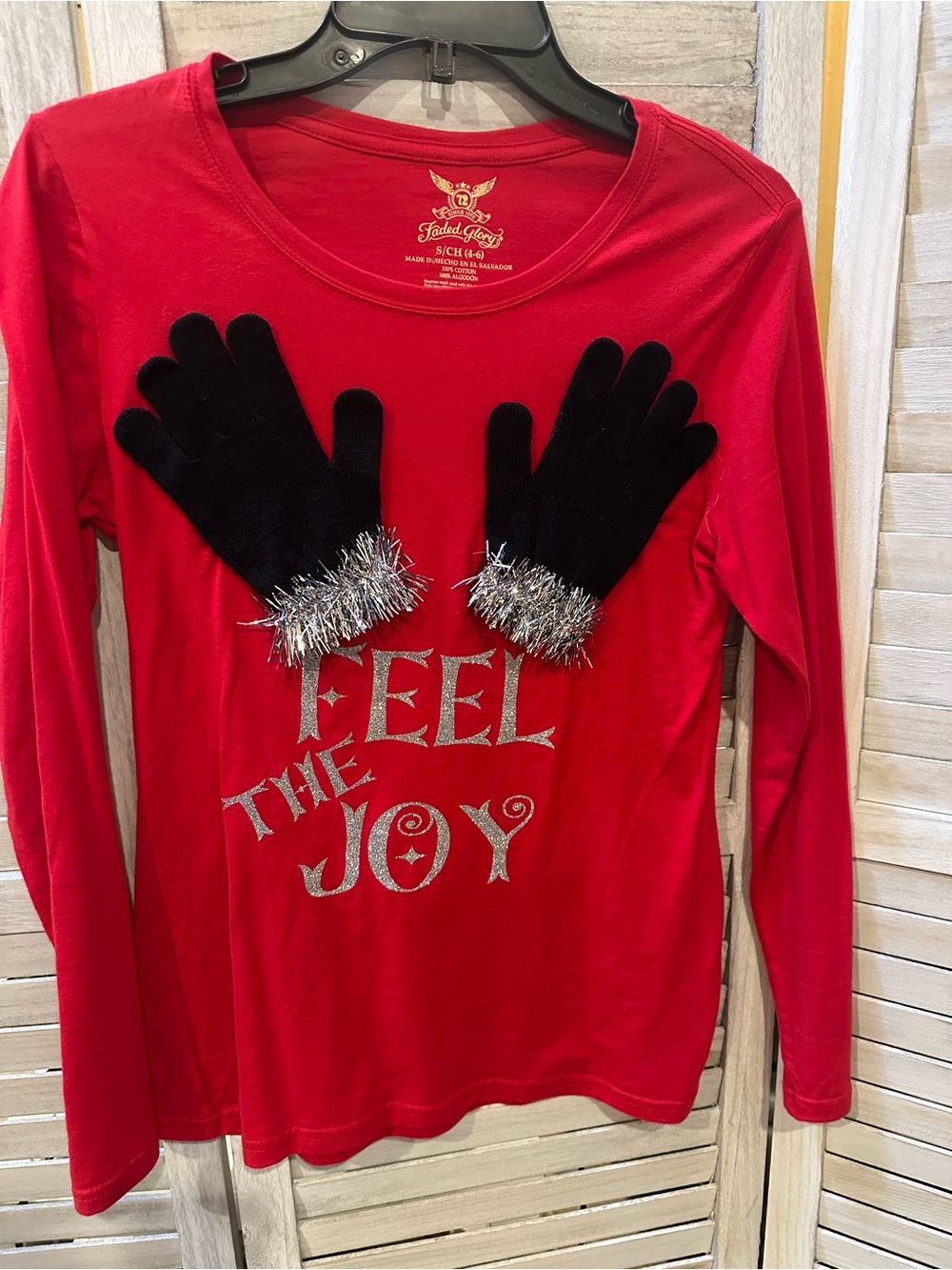 Festive Red "Feel The Joy" Women's Long Sleeve Top